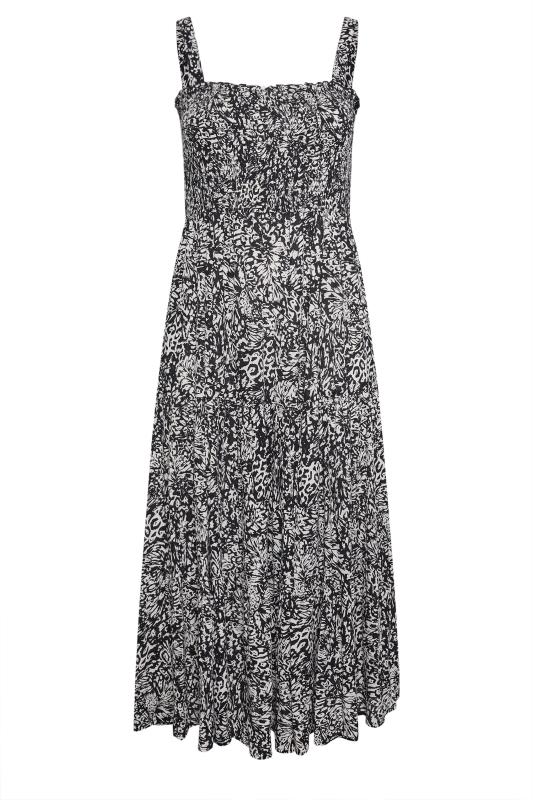 YOURS Plus Size Black Abstract Print Shirred Maxi Dress | Yours Clothing 5