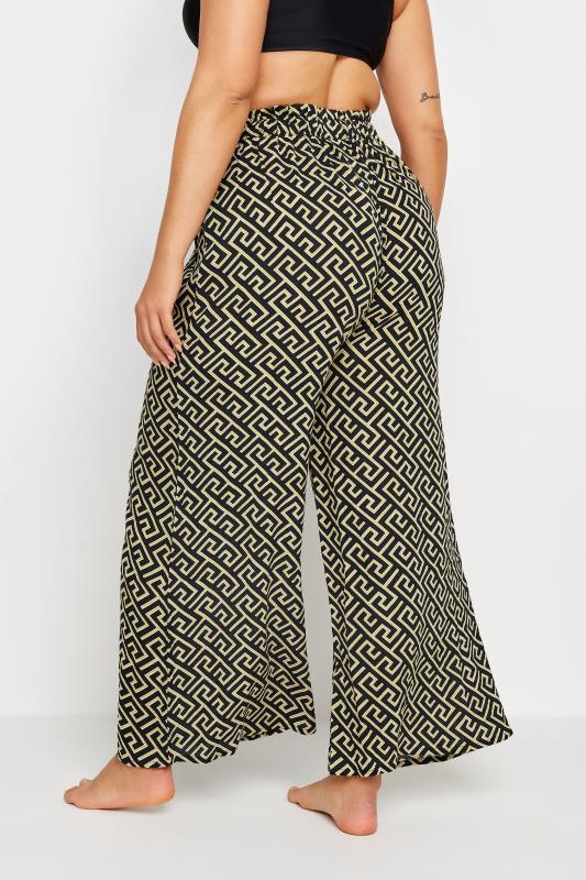YOURS Plus Size Black Geometric Print Tassel Trousers | Yours Clothing 4