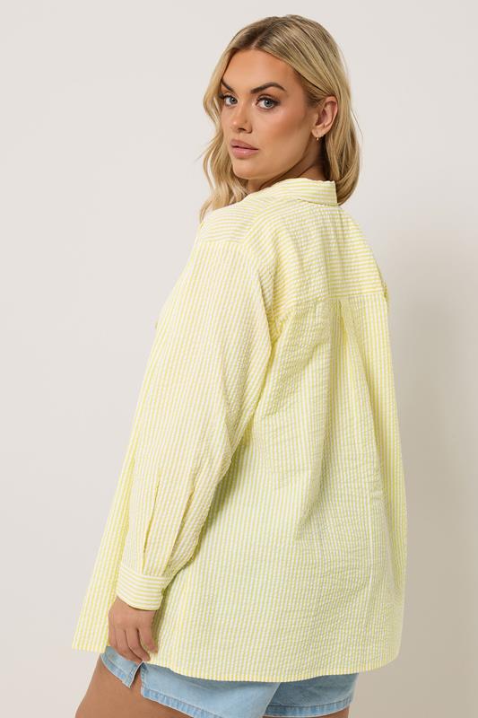 YOURS Plus Size Yellow Stripe Textured Shirt | Yours Clothing 2