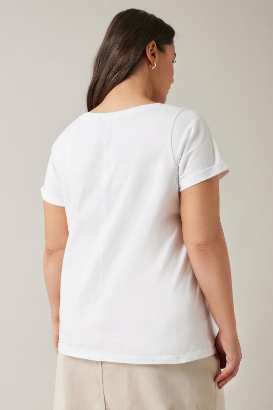 EVANS Plus Size White Pure Cotton T-Shirt | Yours Curve 4