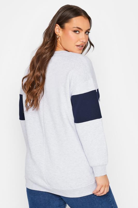 Plus Size Grey Colour Block 'New York' Slogan Varsity Sweatshirt | Yours Clothing 3