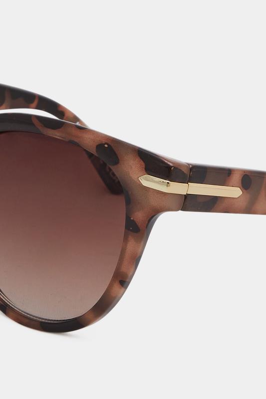 Plus Size Brown Tortoiseshell Oversized Gold Detail Sunglasses | Yours Clothing 4