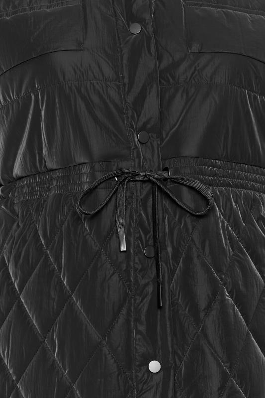 YOURS Plus Size Black Shirred Waist Padded Coat | Yours Clothing 5