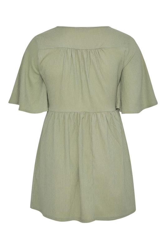 LIMITED COLLECTION Curve Sage Green Tie Waist Crinkle Top 7