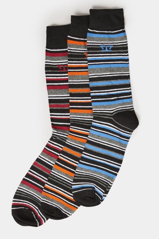 D555 3 PACK Blue & Orange Stripe Socks | BadRhino  3