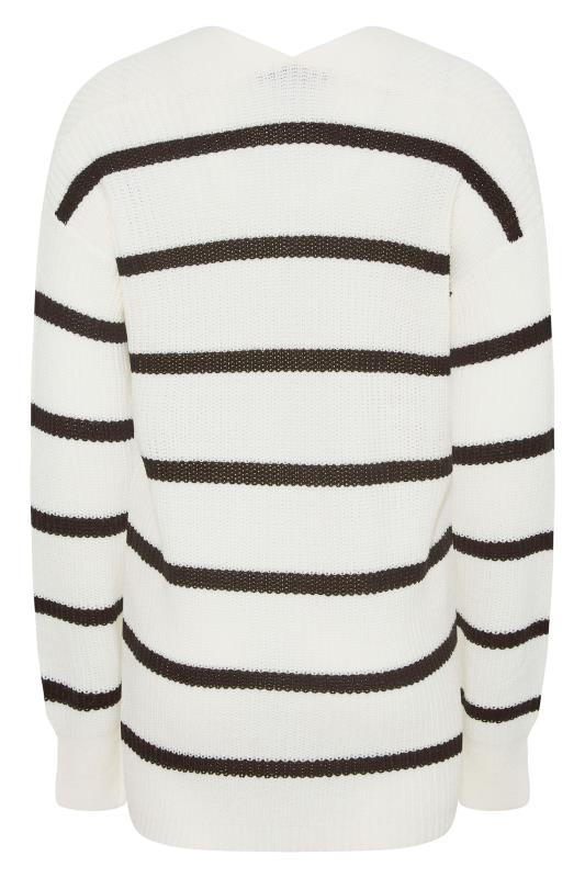 LTS Tall White Stripe Knitted Cardigan_BK.jpg