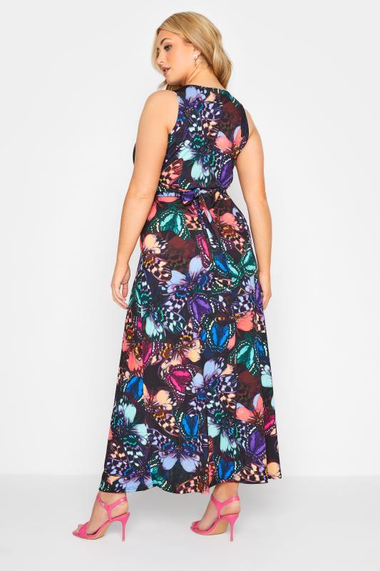 YOURS LONDON Plus Size Black Butterfly Print Knot Front Maxi Dress | Yours Clothing  3