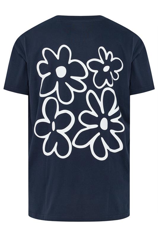 BadRhino Big & Tall Navy Blue Flower Graphic T-Shirt | BadRhino 9