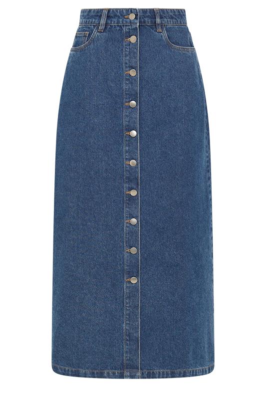 LTS Tall Women's Mid Blue Button Denim Maxi Skirt | Long Tall Sally 6
