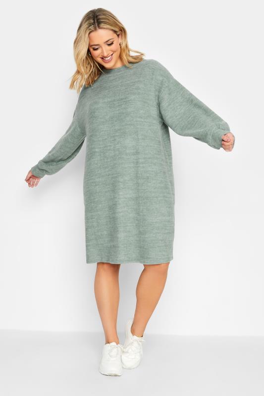Plus Size Sage Green Soft Touch Midi Dress | Yours Clothing 1