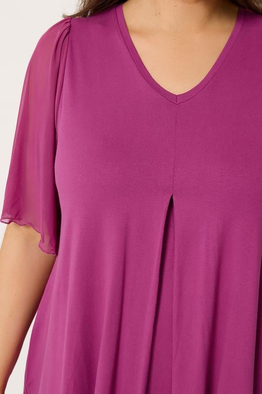 YOURS Plus Size Purple Pleat Front Top | Yours Clothing 4