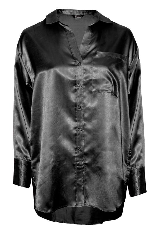LIMITED COLLECTION Plus Size Black Satin Shirt | Yours Clothing  6