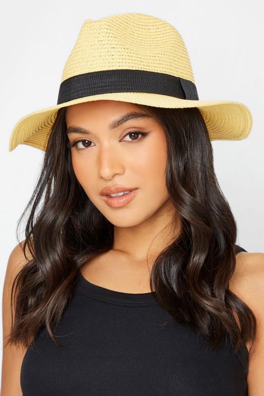 Plus Size  Yours Yellow Straw Fedora Hat