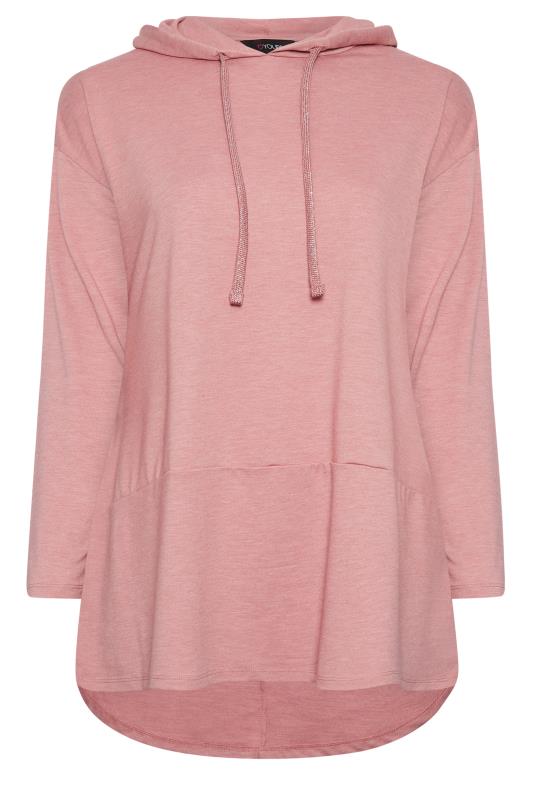 YOURS Plus Size Pink Metallic Cord Dipped Hem Hoodie | Yours Clothing 6
