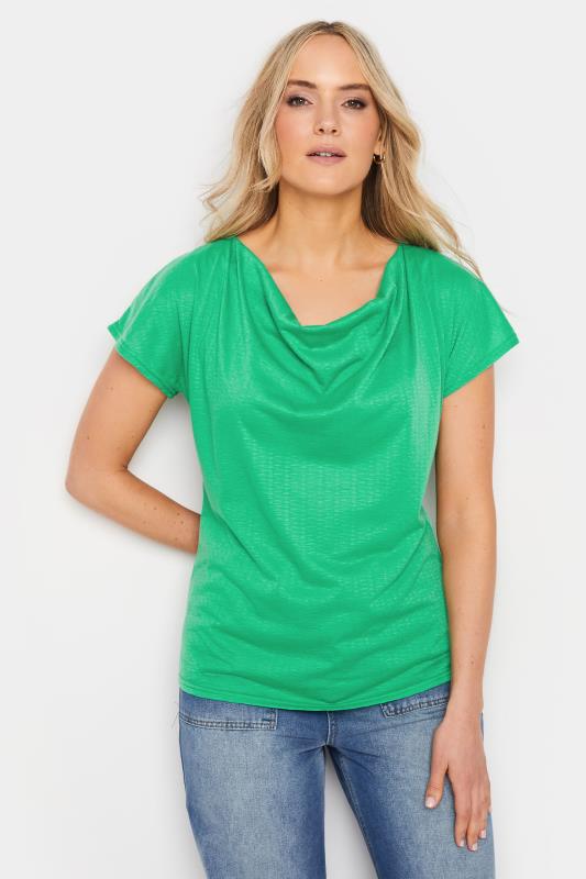 LTS Tall Women's Green Textured Cowl Neck Top | Long Tall Sally 1