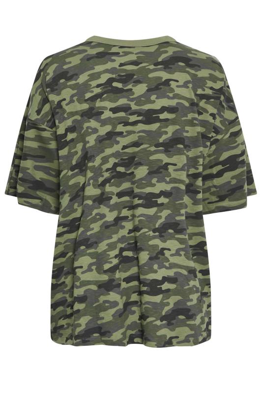 YOURS Curve Green Camo Print Oversized Boxy T-Shirt | Yours Clothing  7