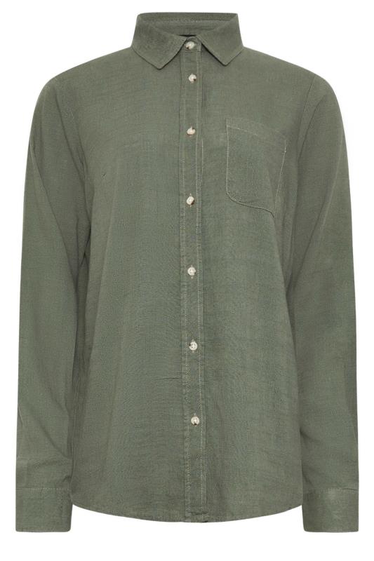 LTS Tall Womens Khaki Green Linen Shirt | Long Tall Sally 6