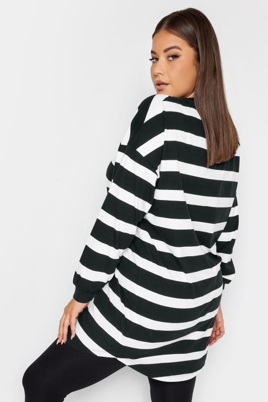 YOURS Plus Size Black & White Oversized Stripe Print Tunic Dress | Yours Clothing 3
