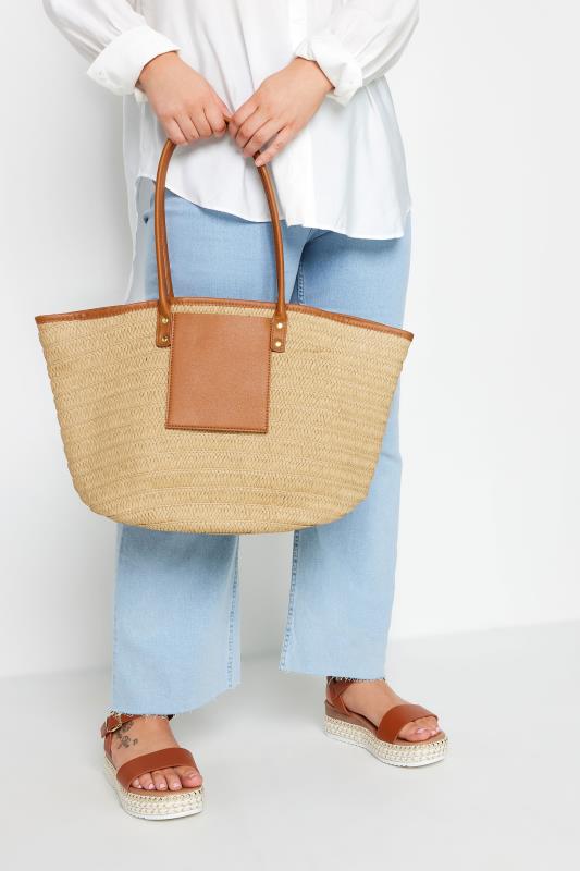 Tan Brown Straw Beach Bag | Yours Clothing 1