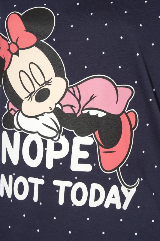 DISNEY Plus Size Navy Blue 'Nope Not Today' Minnie Slogan Pyjama Set | Yours Clothing 5