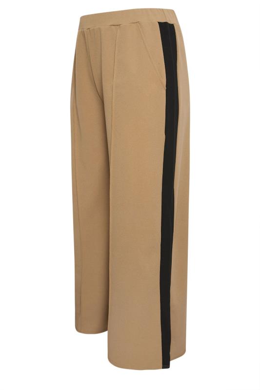 YOURS Plus Size Beige Brown Side Stripe Wide Leg Trousers | Yours Clothing 6