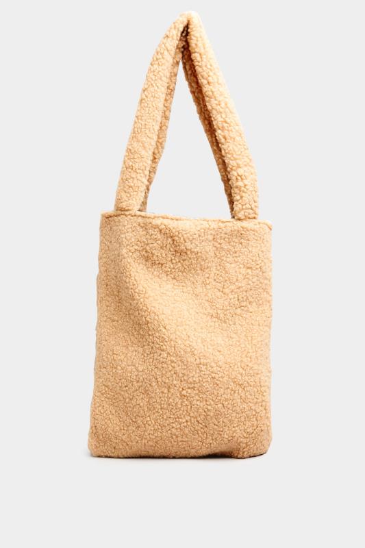 Beige Brown Shearling Teddy Tote Bag | Yours Clothing 2