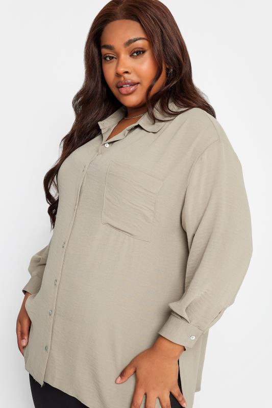 Yours Plus Size Brown Cuffed Sleeve Shirt | Yours Closing 4
