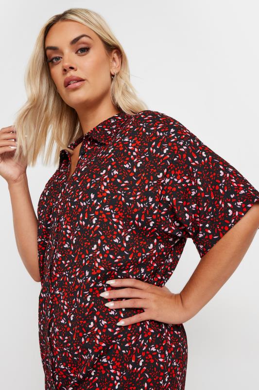 YOURS Plus Size Red Textured Abstract Print Shirt | Yours Clothing 4