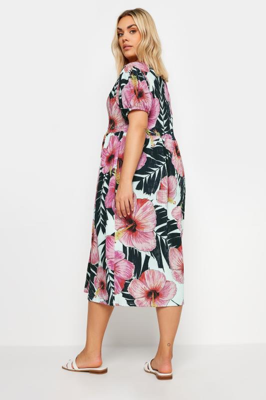 YOURS Plus Size White Floral Print Crinkle Smock Dress | Yours Clothing 3