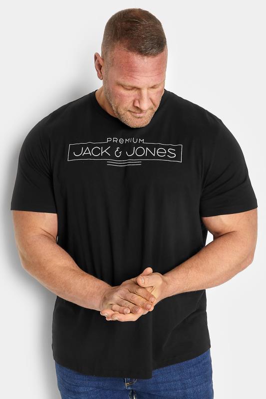 JACK & JONES Big & Tall Black Premium Logo T-Shirt | BadRhino 1
