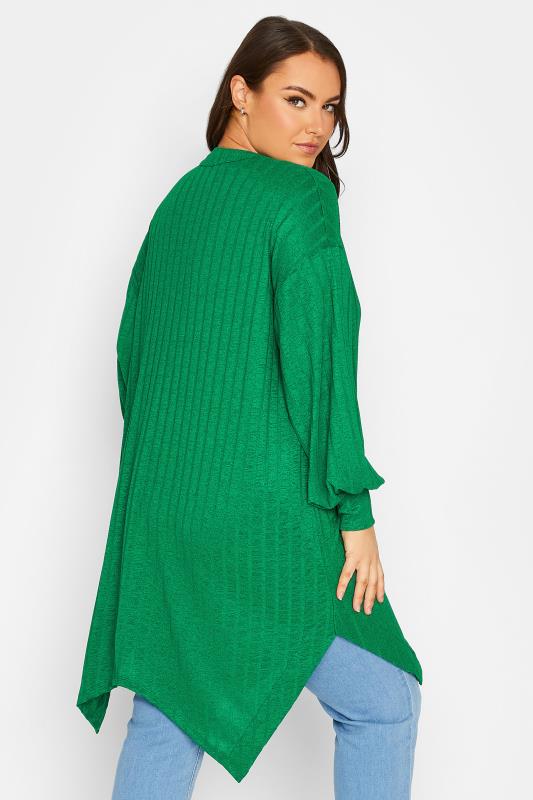 Plus Size Green Textured V-Neck Cardigan | Yours Clothing 3