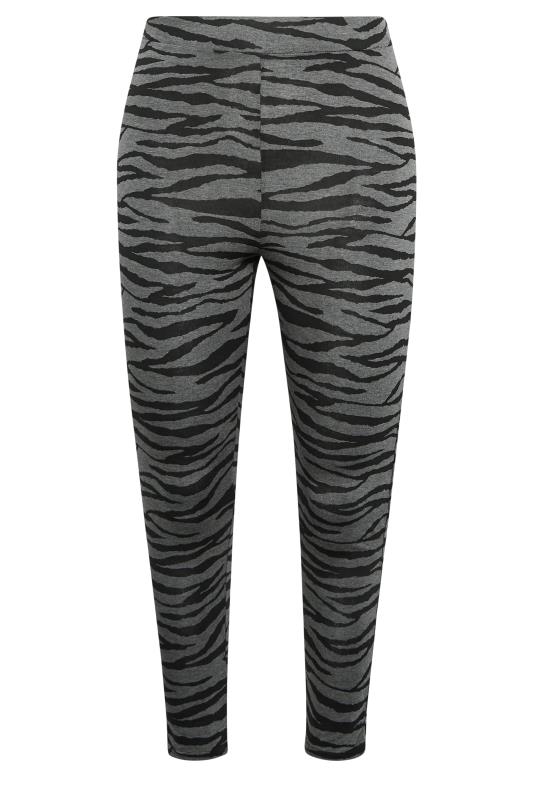 YOURS ACTIVE Plus Size Curve Grey & Black Zebra Print Leggings | Yours Clothing 7