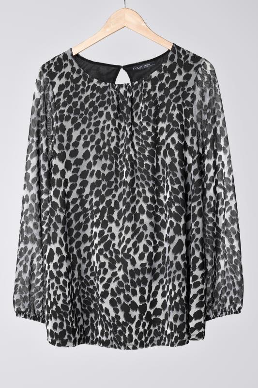 EVANS Plus Size Grey Leopard Print Mesh Top | Evans 6
