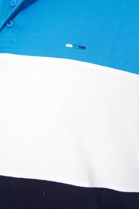 BadRhino Big & Tall Blue Colour Block Polo Shirt 2