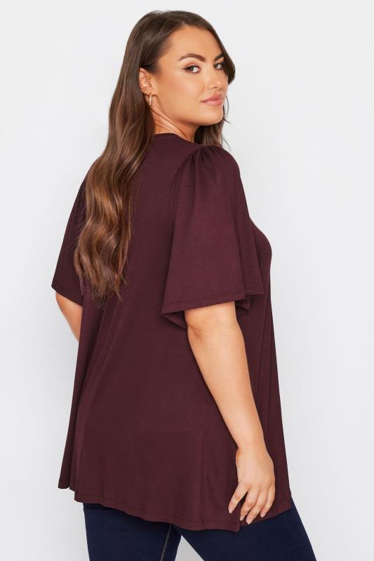 Curve Berry Red Pleat Angel Sleeve Swing Top 3