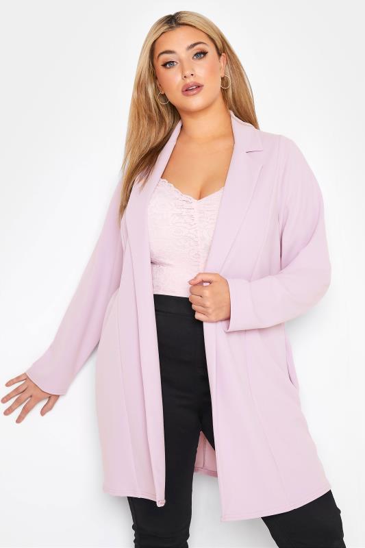 LIMITED COLLECTION Plus Size Lilac Purple Longline Blazer | Yours Clothing 1