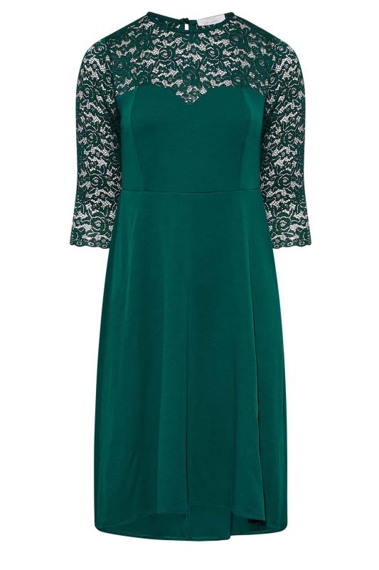 Plus Size  YOURS LONDON Curve Emerald Green Lace Sweetheart Midi Dress