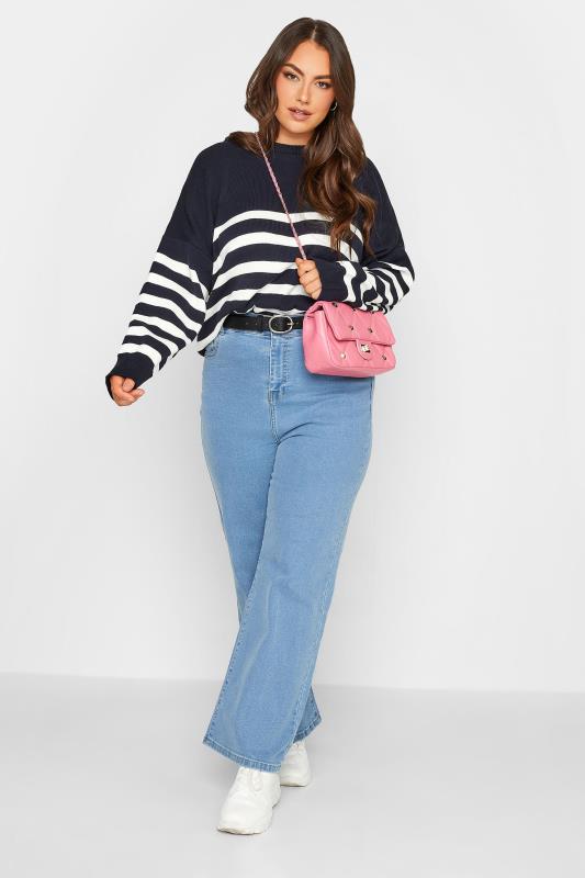 YOURS Plus Size Navy Blue Stripe Jumper | Yours Clothing 2