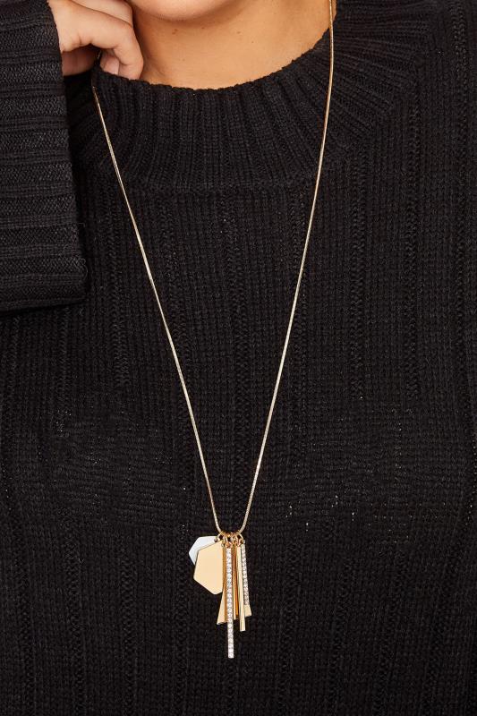 Gold Tone Diamante Pendant Necklace | Yours Clothing 1