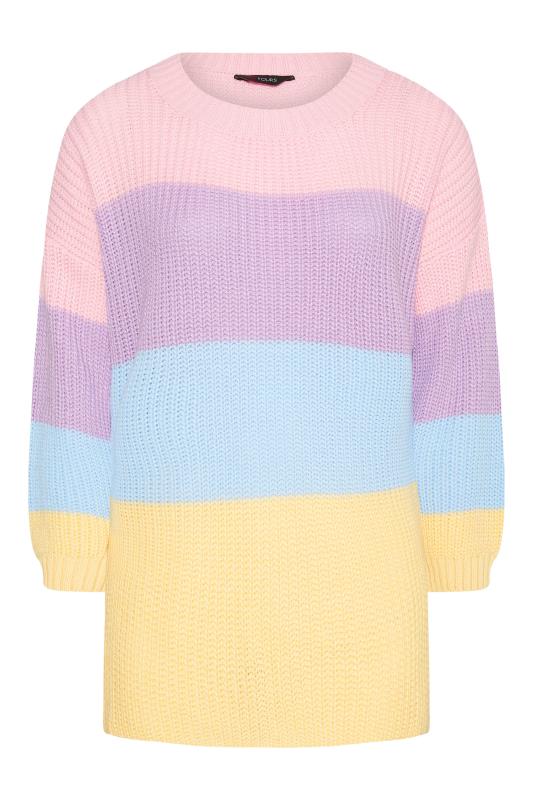 Curve Pink & Yellow Pastel Stripe Knitted Jumper_F.jpg