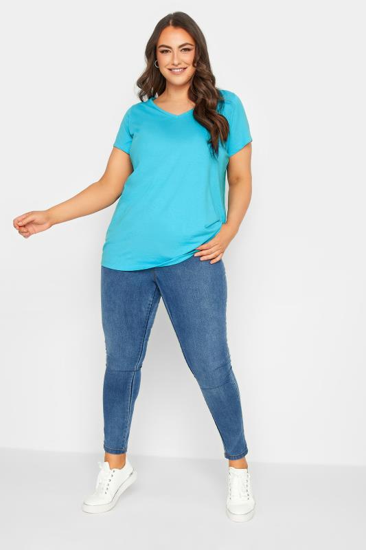 YOURS Curve Plus Size Bright Blue Essential T-Shirt | Yours Clothing  2
