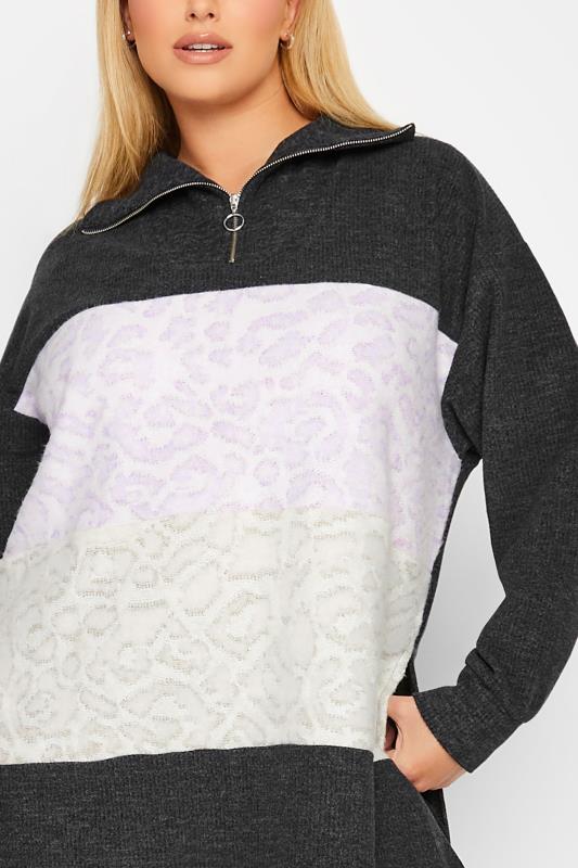 YOURS LUXURY Plus Size Black Soft Touch Zip Neck Jumper | Yours Clothing 5