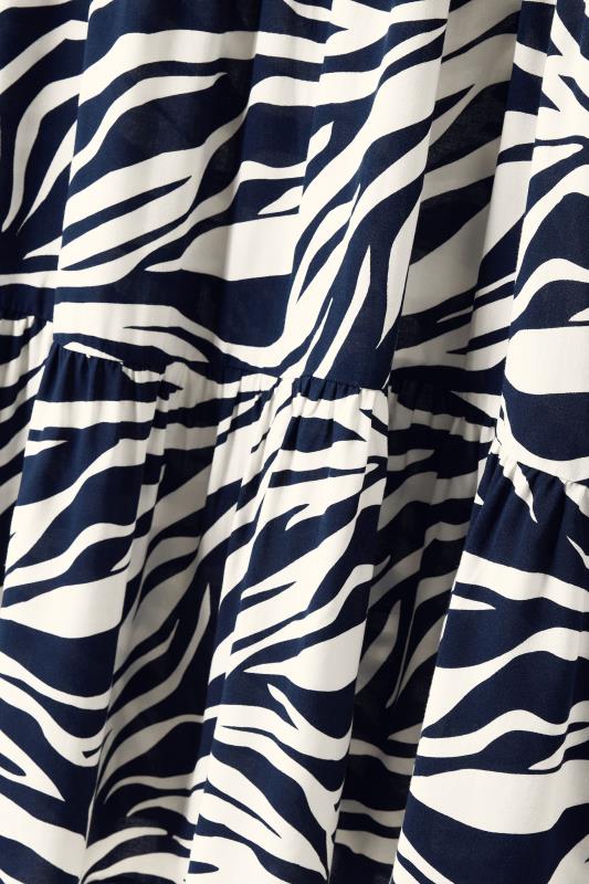 EVANS Plus Size Navy Blue Tiered Zebra Print Dress | Evans 9