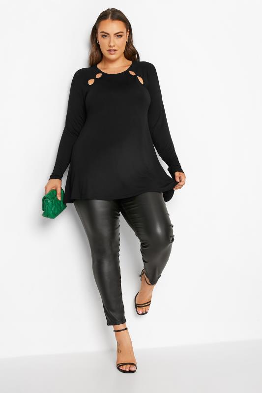 LIMITED COLLECTION Plus Size Black Cut Out Raglan T-Shirt | Yours Clothing 2