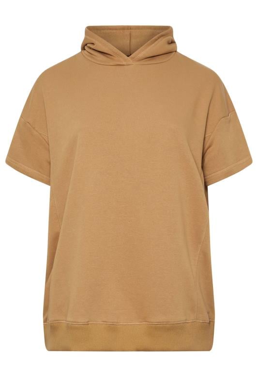 YOURS Plus Size Beige Brown Oversized Short Sleeve Hoodie | Yours Clothing 5