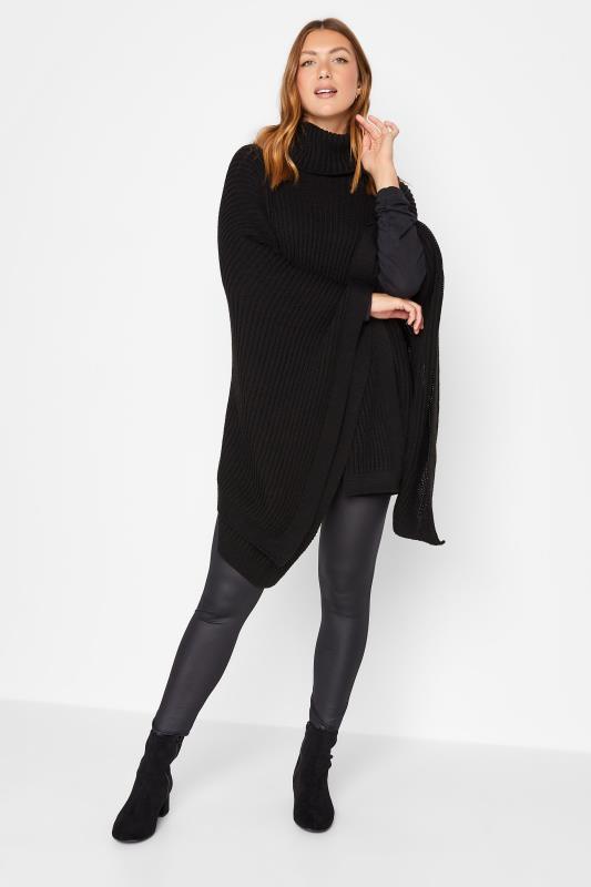 LTS Tall Women's Black Roll Neck Knitted Poncho | Long Tall Sally 3