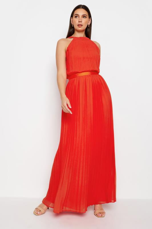 LTS Tall Womens Orange Halterneck Pleated Maxi Dress | Long Tall Sally 2