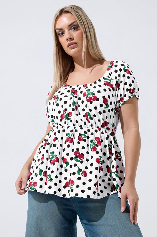  Limited Collection top de lunares y cerezas estilo Bardot