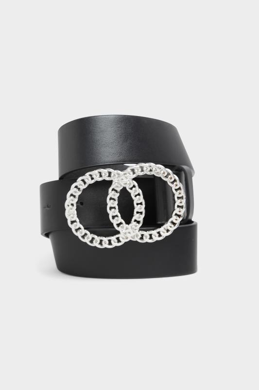  Grande Taille Black Double Ring Chain Belt