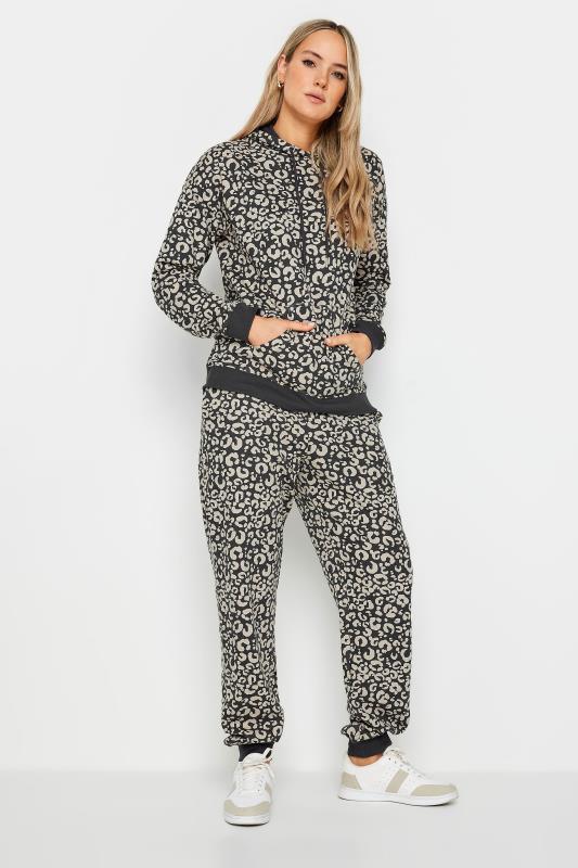  Grande Taille LTS Tall Charcoal Grey & Brown Leopard Print Cuffed Joggers